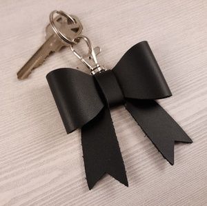 Genuine Leather Bow Keychain with Optional Monogra